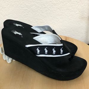 EUC Ralph Lauren Polo Wedge Platform Flip Flops